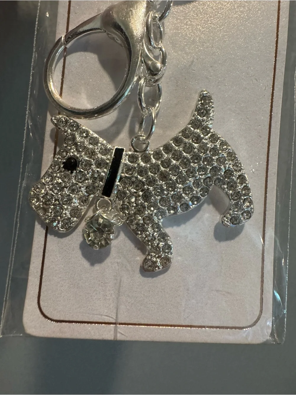 Silver Tone Dog Keychain or Bag Charm